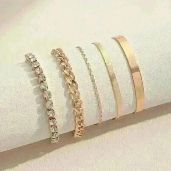 New Gold-Tone Bracelet Set: A stunning set of gold-tone bracelets - Picture 2 of 3